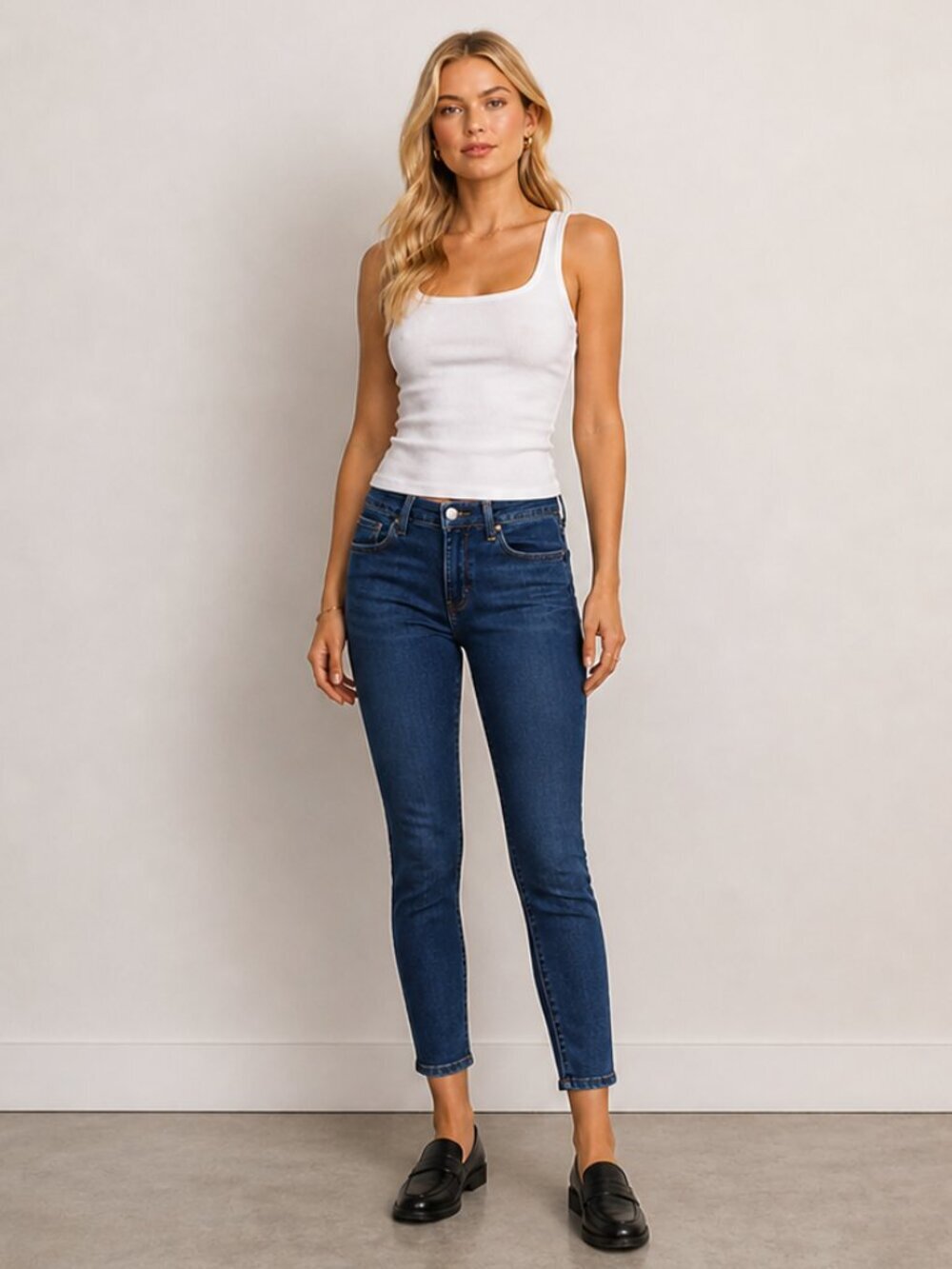 L'Agence Dark Blue Mid-Rise Skinny Jeans Size 26